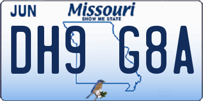 MO license plate DH9G8A