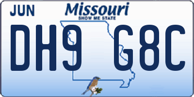 MO license plate DH9G8C