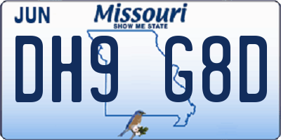 MO license plate DH9G8D