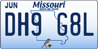 MO license plate DH9G8L