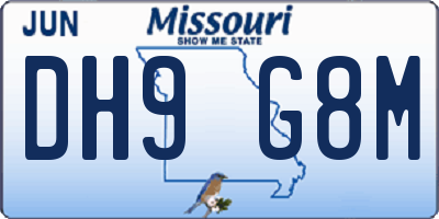 MO license plate DH9G8M