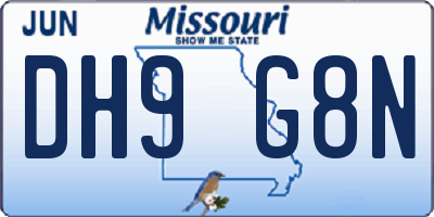 MO license plate DH9G8N