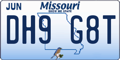 MO license plate DH9G8T