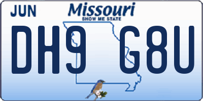 MO license plate DH9G8U
