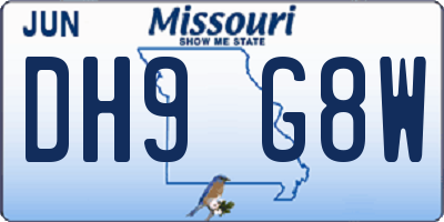 MO license plate DH9G8W