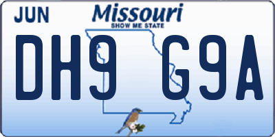 MO license plate DH9G9A