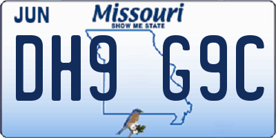 MO license plate DH9G9C
