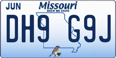 MO license plate DH9G9J