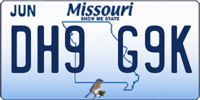 MO license plate DH9G9K