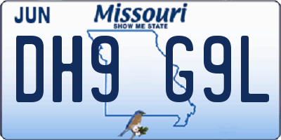 MO license plate DH9G9L