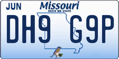 MO license plate DH9G9P