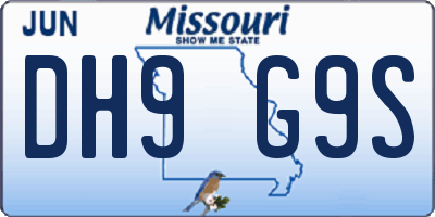 MO license plate DH9G9S