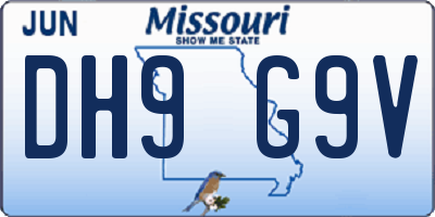 MO license plate DH9G9V