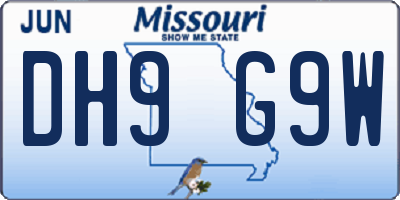 MO license plate DH9G9W