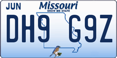 MO license plate DH9G9Z