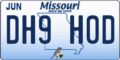 MO license plate DH9H0D