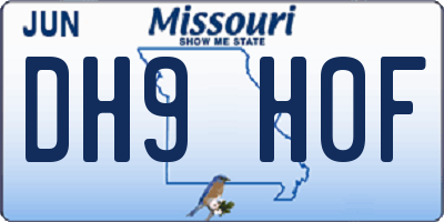 MO license plate DH9H0F