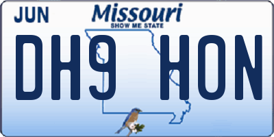 MO license plate DH9H0N