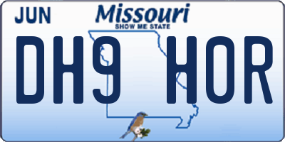 MO license plate DH9H0R