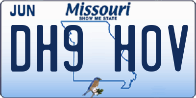 MO license plate DH9H0V