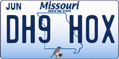 MO license plate DH9H0X