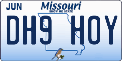 MO license plate DH9H0Y