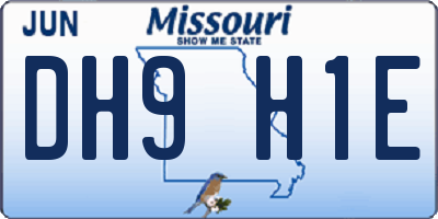 MO license plate DH9H1E