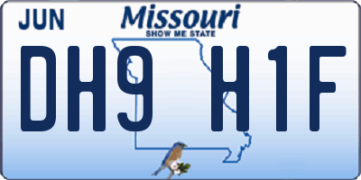 MO license plate DH9H1F