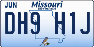 MO license plate DH9H1J