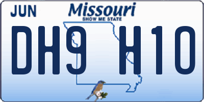 MO license plate DH9H1O
