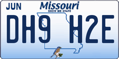 MO license plate DH9H2E