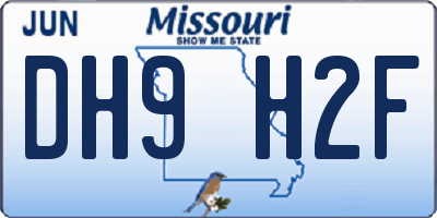 MO license plate DH9H2F