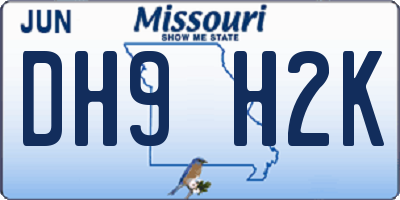 MO license plate DH9H2K