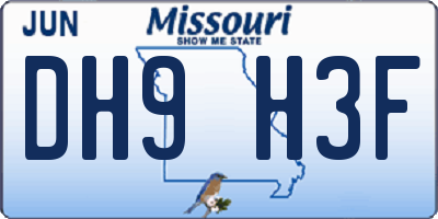 MO license plate DH9H3F