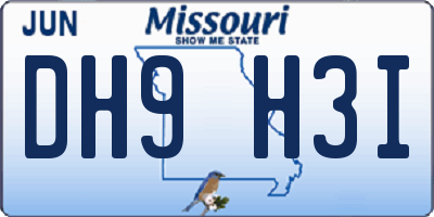 MO license plate DH9H3I