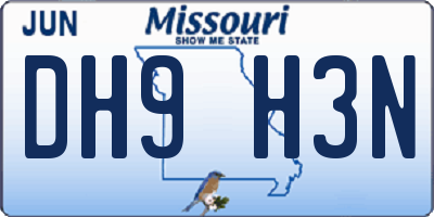 MO license plate DH9H3N