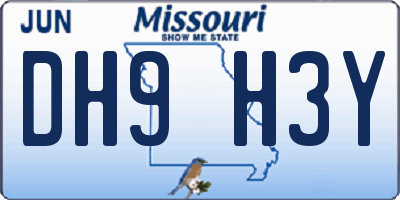 MO license plate DH9H3Y