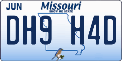 MO license plate DH9H4D