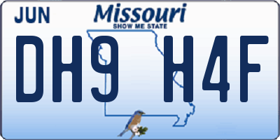 MO license plate DH9H4F