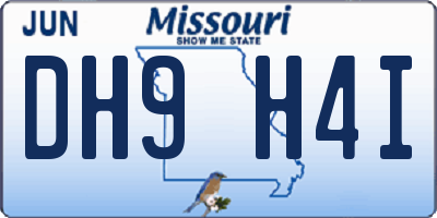 MO license plate DH9H4I