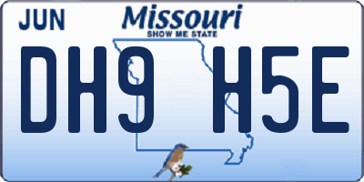 MO license plate DH9H5E