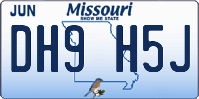MO license plate DH9H5J
