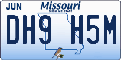 MO license plate DH9H5M