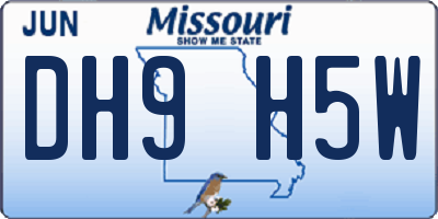MO license plate DH9H5W