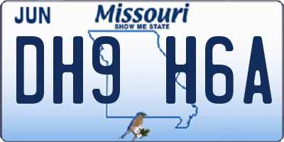 MO license plate DH9H6A