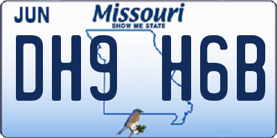 MO license plate DH9H6B