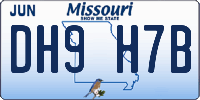 MO license plate DH9H7B