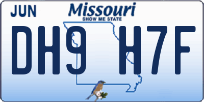 MO license plate DH9H7F