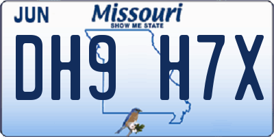 MO license plate DH9H7X