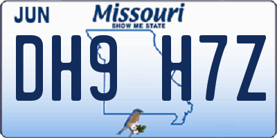 MO license plate DH9H7Z